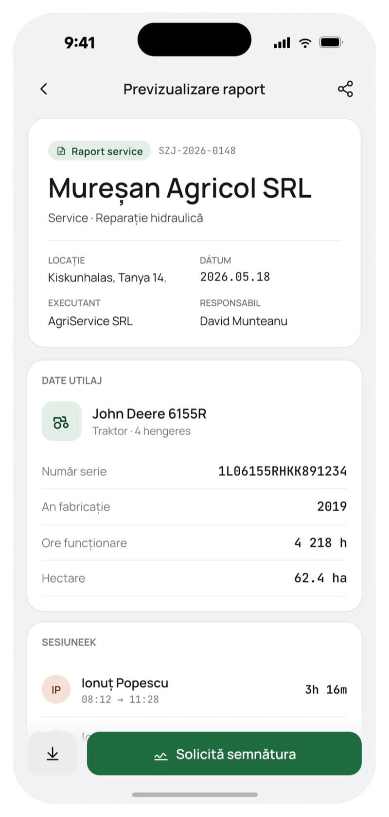 Raport PDF generat automat, pregătit pentru client